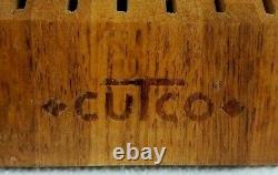 Vintage Logo Cutco Solid Wood Butcher Block 18 Slot Holder Honey Large T
