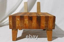 Vintage MCM Scandinavian Miniature Tabletop Butcher Block Footed Cutting Board