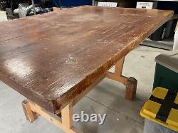 Vintage Maple Butcher Block Industrial Work Bench Commercial Workshop Desk Table