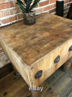 Vintage Maple Butcher Block Table 30x 25 X 31H by Michigan Maple Block Co