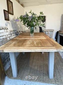 Vintage Oak 6.8 Foot Extending Farmhouse Butchers Block Kitchen Dining Table