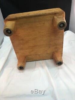 Vintage Old Antique Tabletop Square Shaped Wood Butcher Block 11 x 11 6 Tall