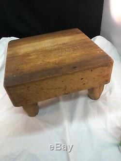 Vintage Old Antique Tabletop Square Shaped Wood Butcher Block 11 x 11 6 Tall