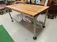 Vintage Refinished Kitchen Island Butcher Block Table Top Industrial Size