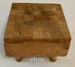 Vintage Small Butcher Block Footed Cutting Board Primitive