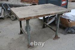 Vintage Wood Butcher Block Work Table 54x37x33.5, 2 Thick