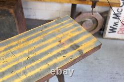 Vtg Antique Industrial 72 Console Table Bar Wood Butcher Block Cast Iron Legs