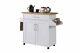 White Wood Rolling Kitchen Island Butcher Block Table Cart Wheel Serving Buf