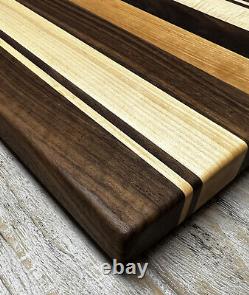 Walnut Maple Oak Hardwood Cutting Board Butchers Block Pinstripe Charcuterie