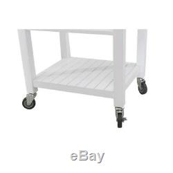 White Kitchen Rolling Carts Butcher Block Top Thick Wood Caster Rack Storage