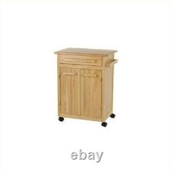 Winsome Beechwood Butcher Block Kitchen Cart in Natural Finish
