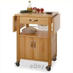 Winsome Butcher Block Kitchen Cart with Drop Leaf in Natural Finish