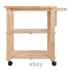 Winsome Mario Utility Butcher Block Solid Wood Kitchen Cart in Natural