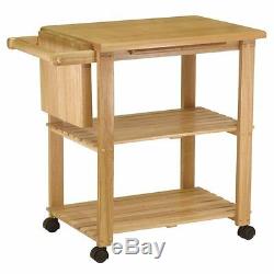 Winsome Utility Butcher Block Kitchen Cart Wood in Natural Finish