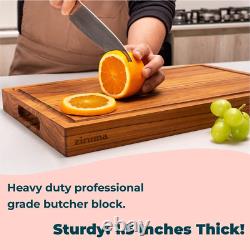 Wood Cutting Board for Kitchen 1.5 Thick Teak Butcher Block Conditioned with