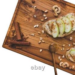 Wood Cutting Board for Kitchen 1 Thick Teak Butcher Block 17 x 11 x 1 inches