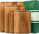 Wood Cutting Boards Acacia Butcher Block With Non-slip Mats Set Of 4 For Kitchen