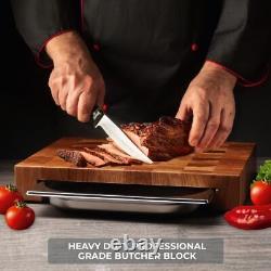 Wood End Grain Butcher Block Cutting Board Heavy Duty Meat Chopping Board w