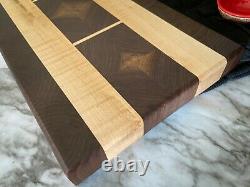 Wood cutting board handmade, end grain, maple, walnut, butcher block, chopping