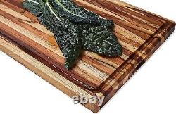 XL Thick Teak Wood Reversible Cutting Board Butcher Block w Juice Groove Kitchen