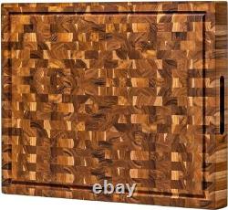 XXL End Grain Butcher Block Cutting Board 1.5 Thick. Made of Teak Wood and