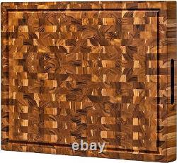 XXL End Grain Butcher Block Cutting Board 1.5 Thick. Made of Teak Wood and C