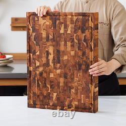 XXL Teak End-Grain Butcher Block Cutting Board 2-Inch Thick 20 x 15