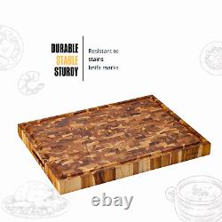 XXL Teak End-Grain Butcher Block Cutting Board 2-Inch Thick 20 x 15