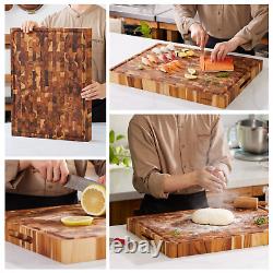 XXL Teak End-Grain Butcher Block Cutting Board 2-Inch Thick 20 x 15