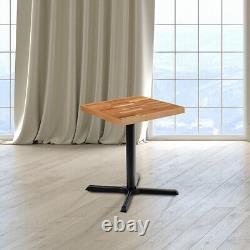 24'' Carré Table de Restaurant en Style Bloc de Boucher en Bois Massif Naturel