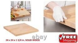 24 X 24 X 1 3/4 Po. Wood Commercial Restaurant Solid Cutting Board Block Boucher Block