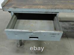 28dx60wx34h Butcherblock Wood/steel Top Work Bench Table Vintage Withdrawer