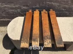 4 Antique Painted Butcher Block Table Jambes De La Collection De Fellenz