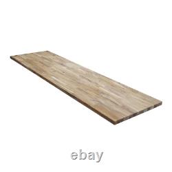 4 pieds de longueur x 25 pouces de profondeur Comptoir de boucher en bois massif de teck non fini avec des carrés.
