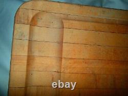 Antique 20 Bbq Meat Kitchen Food Butcher Block Wood Cutting Board 4 Jambes Groove