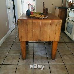 Antique Originale Bally Butcher Block Kitchen Island Coupe Stand Surface