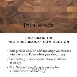 Bloc de boucher Ironwood Gourmet, brun, 14 x 20 x 2.75 Nouvelle boîte ouverte