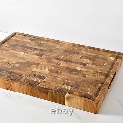 Bloc de boucher en bois de teck à grains de bout extra large, planche à découper planche à découper 20x15