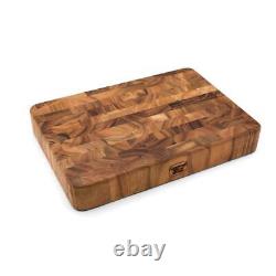 Boucher de fer / Planche à découper en bois d'acacia rustique industriel (14 x 20 x 3)