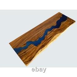 Butcher Block Countertop 4 Pi. L X 30 Po. D X 1,5 Po. T Avec Blue Epoxy River Run