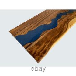 Butcher Block Countertop 4 Pi. L X 30 Po. D X 1,5 Po. T Avec Blue Epoxy River Run