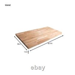 Butcher Block Island Countertop Unfinished Acacia 6 Ft. L X 39 In. D X 1,5 Po. T