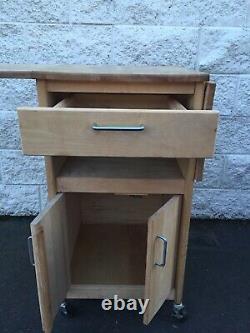 Butcher Block Table Island With Drop Leafs One Drawer Cabinet