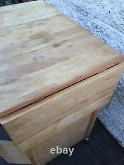 Butcher Block Table Island With Drop Leafs One Drawer Cabinet