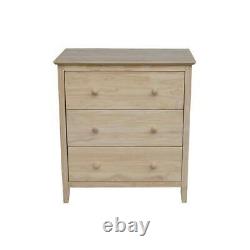 Commode 3 Tiroirs Butcher Block Top Unfinished Bois De Style Classique