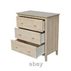 Commode 3 Tiroirs Butcher Block Top Unfinished Bois De Style Classique