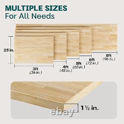 Comptoir de boucher en bloc de boucher en bois massif Hevea Bme, table de bloc de boucher non finie.