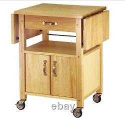 Drop Leaf Kitchen Cart Utility Butcher Block Island Rolling Storage Wood Cabinet