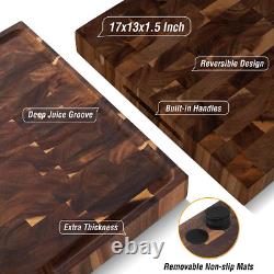 Grand bloc de boucher en bois d'acacia à grains épais de 17X13X1.5 pouces en planche à découper en bois