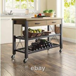 Kitchen Cart Island Table Boucher Block Tv Stand Mobile Rangement Rack De Vin Moderne